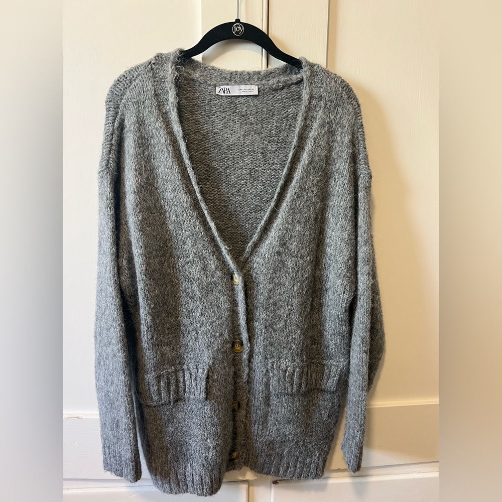 Zara Gray Cardigan Sweater
